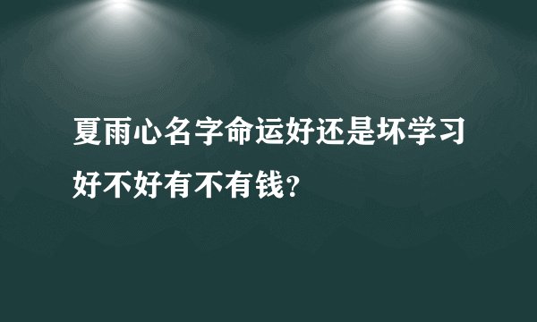 夏雨心名字命运好还是坏学习好不好有不有钱？
