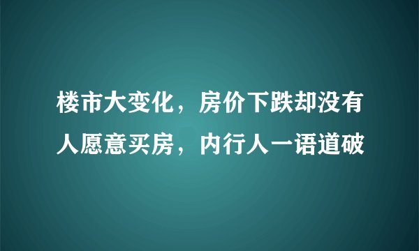 楼市大变化，房价下跌却没有人愿意买房，内行人一语道破