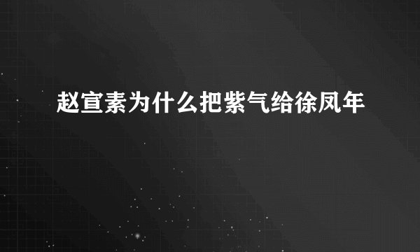 赵宣素为什么把紫气给徐凤年