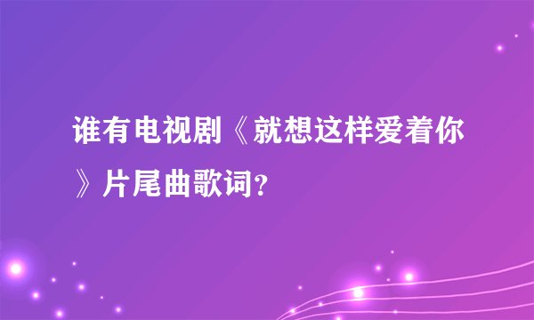 谁有电视剧《就想这样爱着你》片尾曲歌词？
