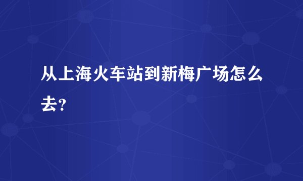 从上海火车站到新梅广场怎么去？