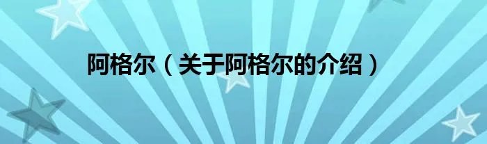 阿格尔（关于阿格尔的介绍）