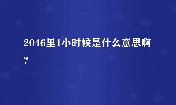 2046里1小时候是什么意思啊?