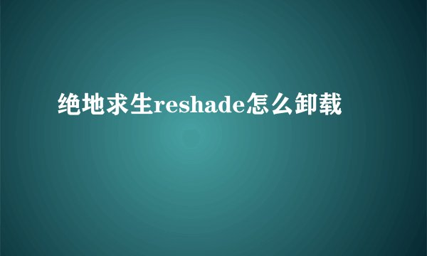 绝地求生reshade怎么卸载