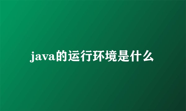 java的运行环境是什么