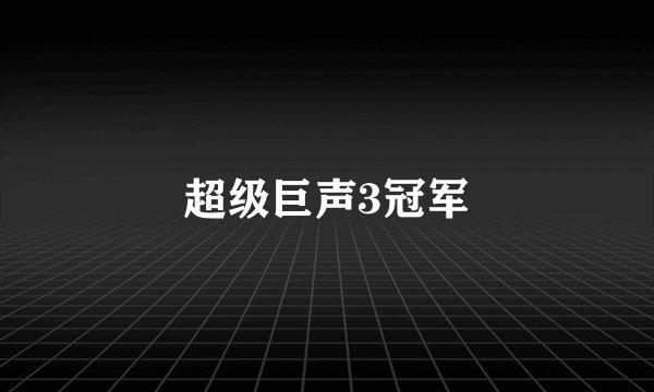 超级巨声3冠军