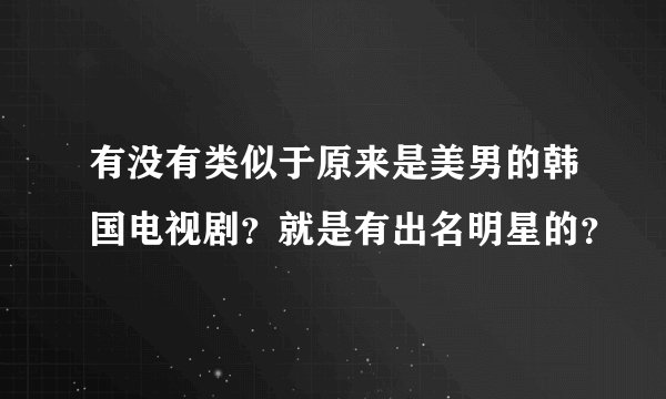 有没有类似于原来是美男的韩国电视剧？就是有出名明星的？
