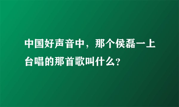 中国好声音中，那个侯磊一上台唱的那首歌叫什么？