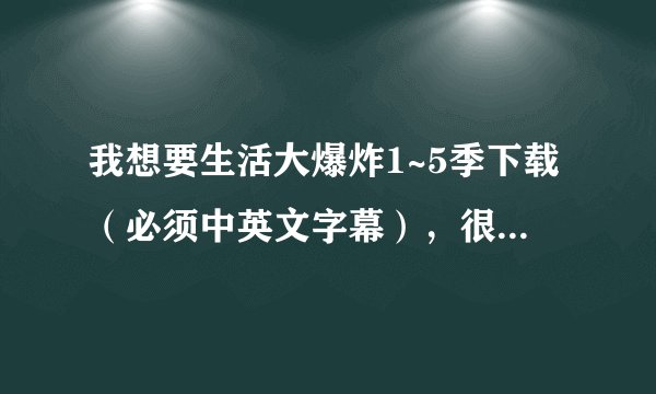我想要生活大爆炸1~5季下载（必须中英文字幕），很感谢哦O(∩_∩)O！