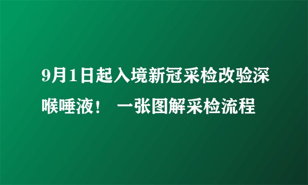 9月1日起入境新冠采检改验深喉唾液！ 一张图解采检流程