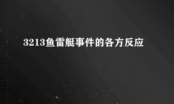 3213鱼雷艇事件的各方反应
