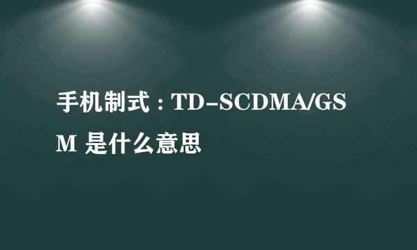 手机制式 : TD-SCDMA/GSM 是什么意思