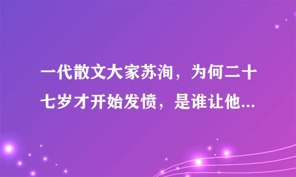 一代散文大家苏洵，为何二十七岁才开始发愤，是谁让他回头是岸的？