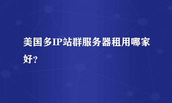 美国多IP站群服务器租用哪家好？