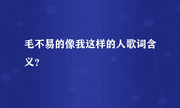 毛不易的像我这样的人歌词含义？