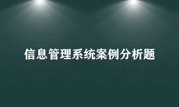 信息管理系统案例分析题