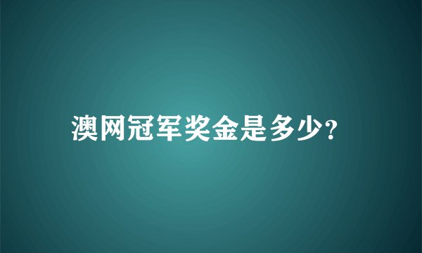 澳网冠军奖金是多少?