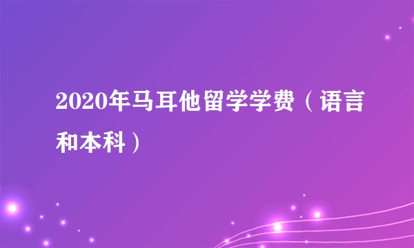 2020年马耳他留学学费（语言和本科）