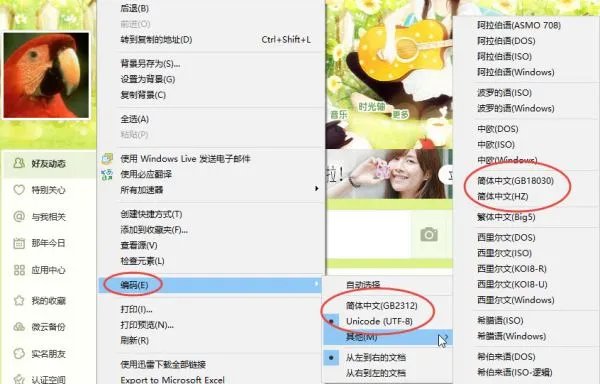 QQ空间打开是乱码，附图，如何解决？