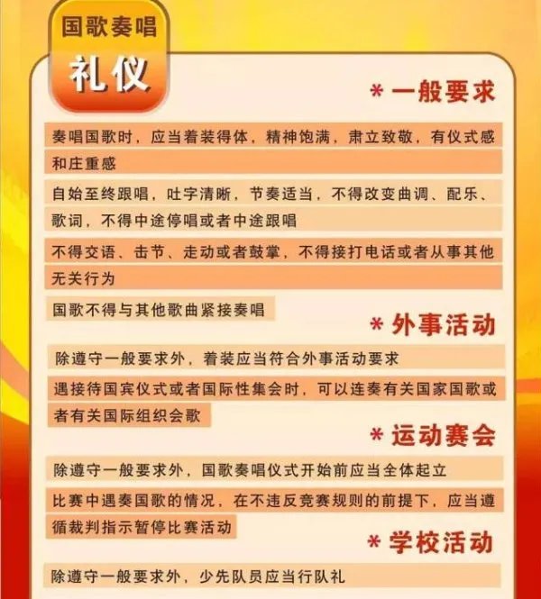 国歌法草案规定以后唱国歌有哪些礼仪？