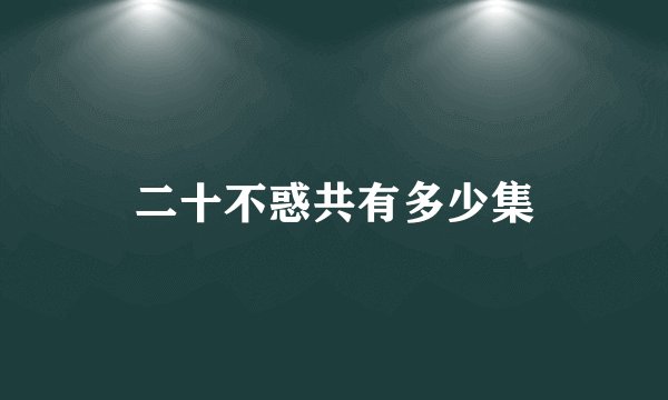 二十不惑共有多少集