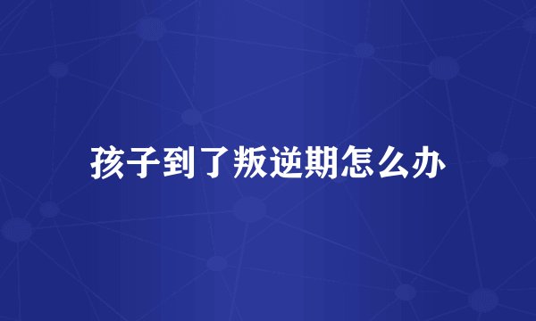 孩子到了叛逆期怎么办