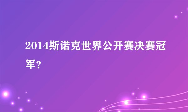 2014斯诺克世界公开赛决赛冠军？