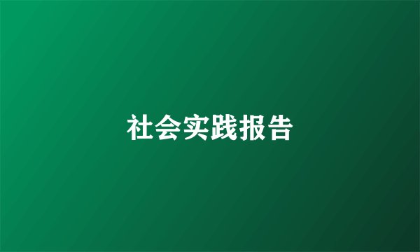 社会实践报告