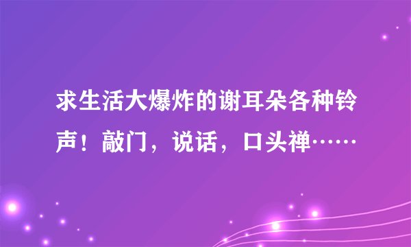 求生活大爆炸的谢耳朵各种铃声！敲门，说话，口头禅……