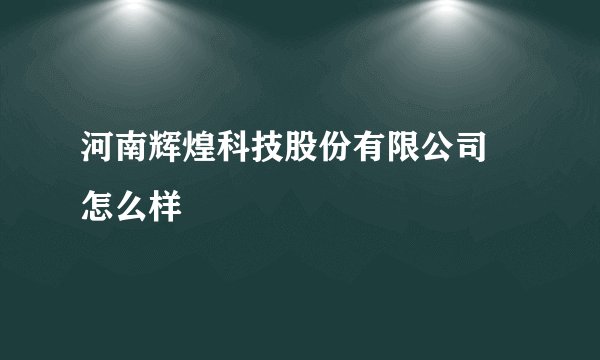 河南辉煌科技股份有限公司 怎么样