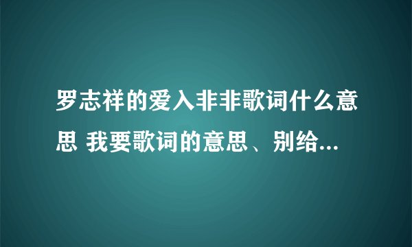 罗志祥的爱入非非歌词什么意思 我要歌词的意思、别给我发歌词、