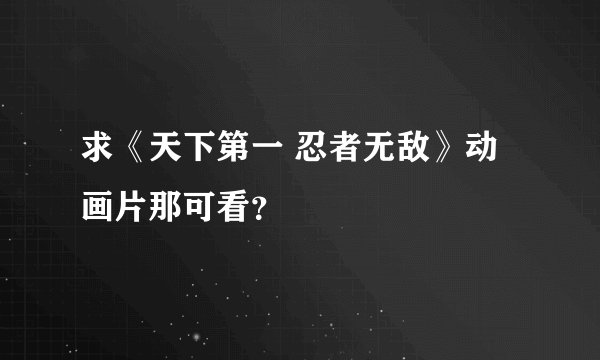 求《天下第一 忍者无敌》动画片那可看？