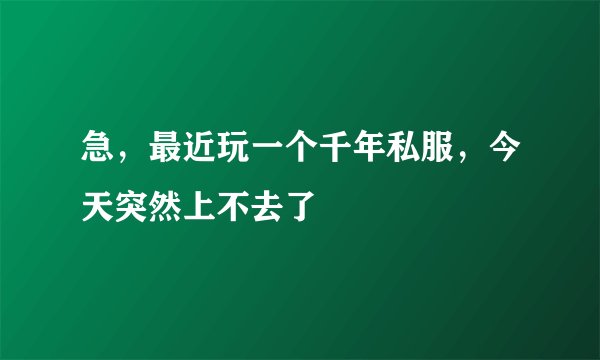 急，最近玩一个千年私服，今天突然上不去了