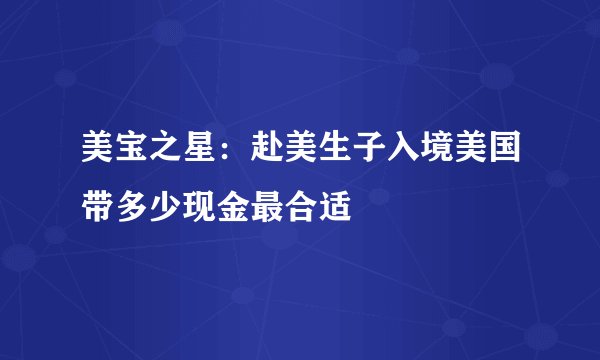 美宝之星：赴美生子入境美国带多少现金最合适