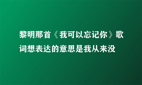 黎明那首《我可以忘记你》歌词想表达的意思是我从来没