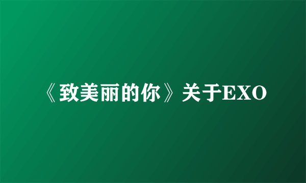 《致美丽的你》关于EXO