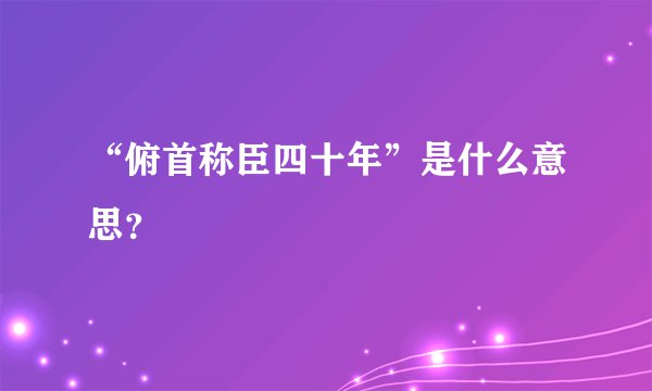 “俯首称臣四十年”是什么意思？