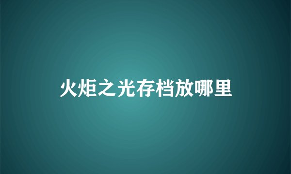 火炬之光存档放哪里