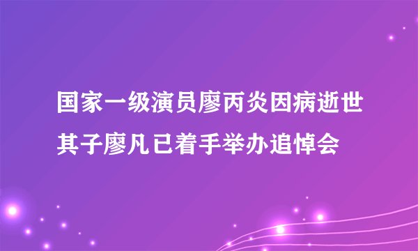 国家一级演员廖丙炎因病逝世其子廖凡已着手举办追悼会