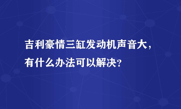 吉利豪情三缸发动机声音大，有什么办法可以解决？
