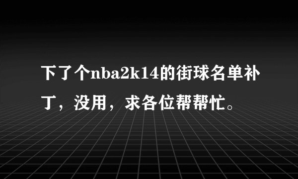 下了个nba2k14的街球名单补丁，没用，求各位帮帮忙。