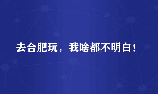 去合肥玩，我啥都不明白！