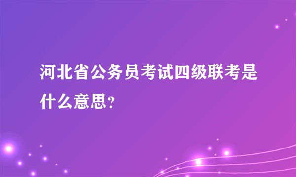 河北省公务员考试四级联考是什么意思？