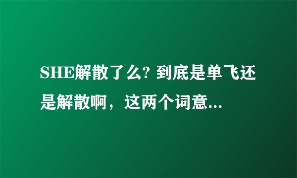 SHE解散了么? 到底是单飞还是解散啊，这两个词意思不一样吧？