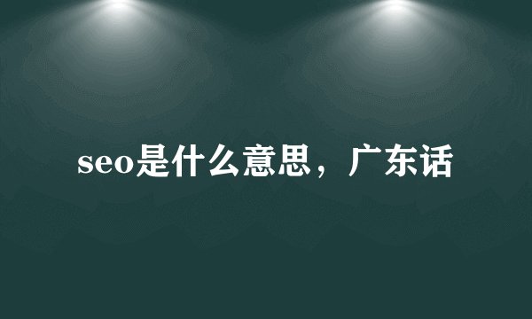 seo是什么意思，广东话