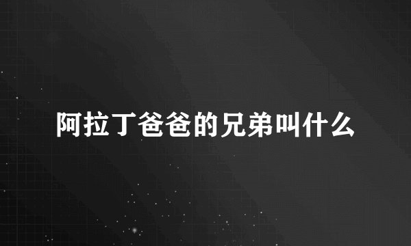 阿拉丁爸爸的兄弟叫什么