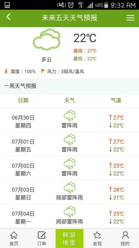 韩国天气预报一周首尔