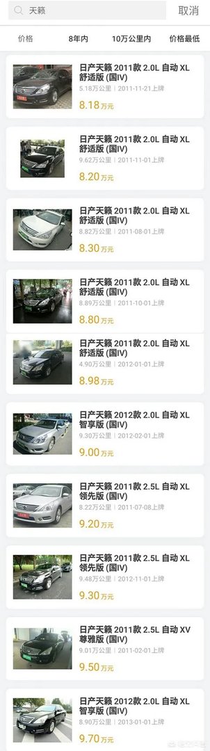 19年天籁3万公里值多少钱