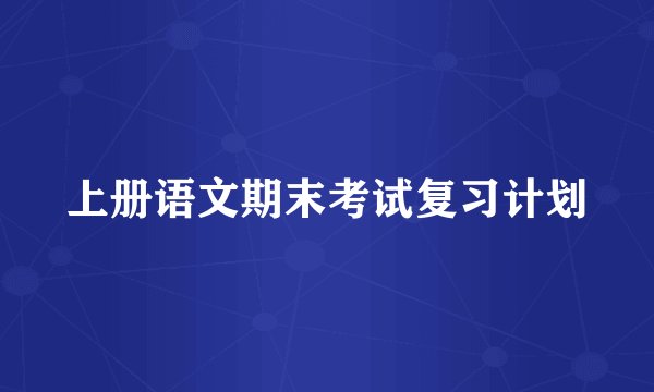 上册语文期末考试复习计划