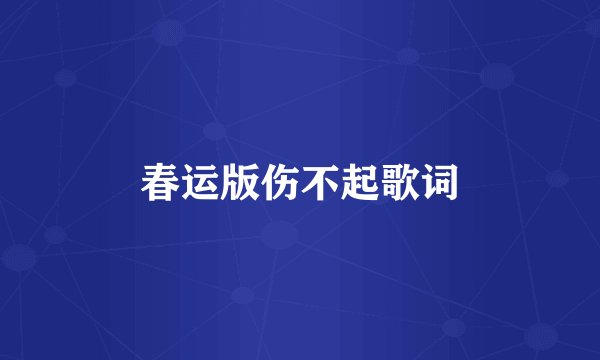春运版伤不起歌词
